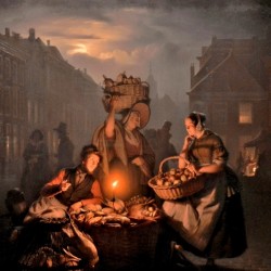 Market scene by night